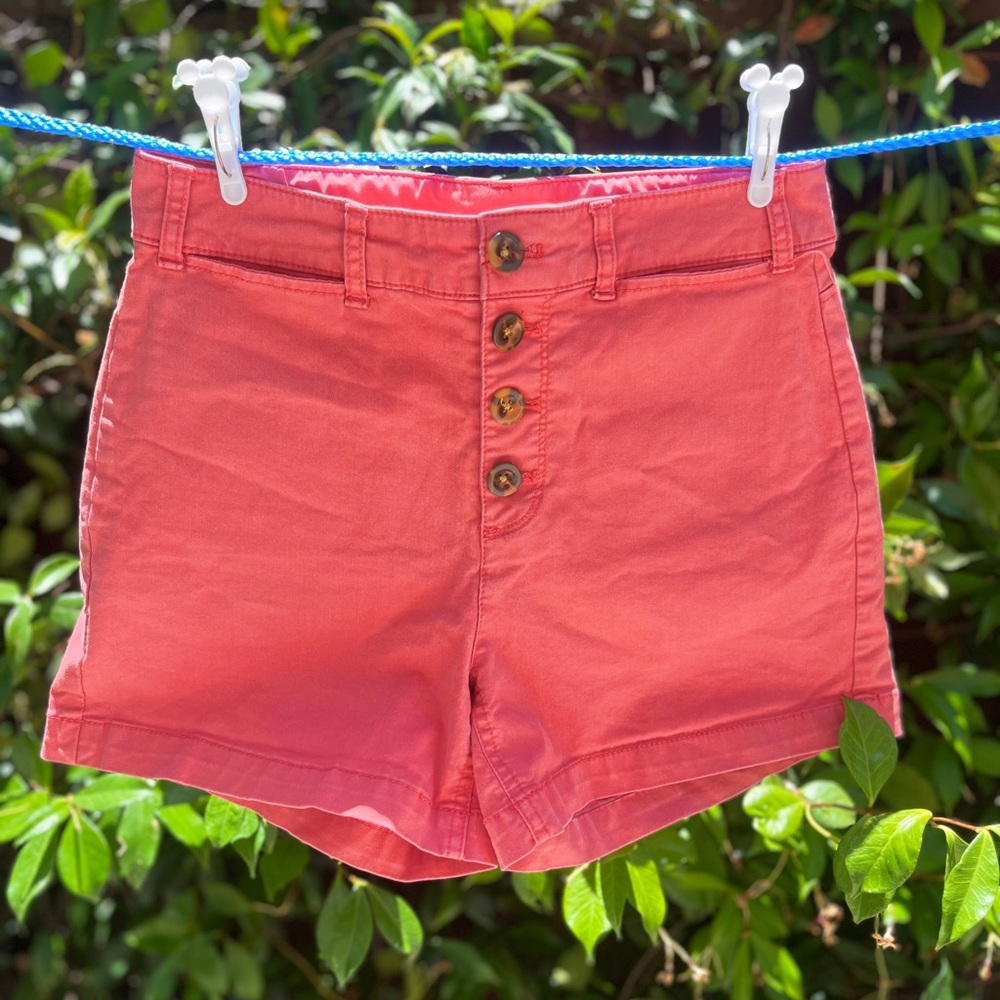 High Waist Pink Shorts with Cuffed Hem